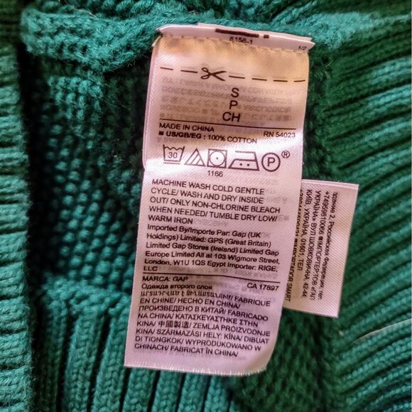 Gap Cable Knit Sweater Green Womens Size Small Crew Neck Pullover - Picture 6 of 6